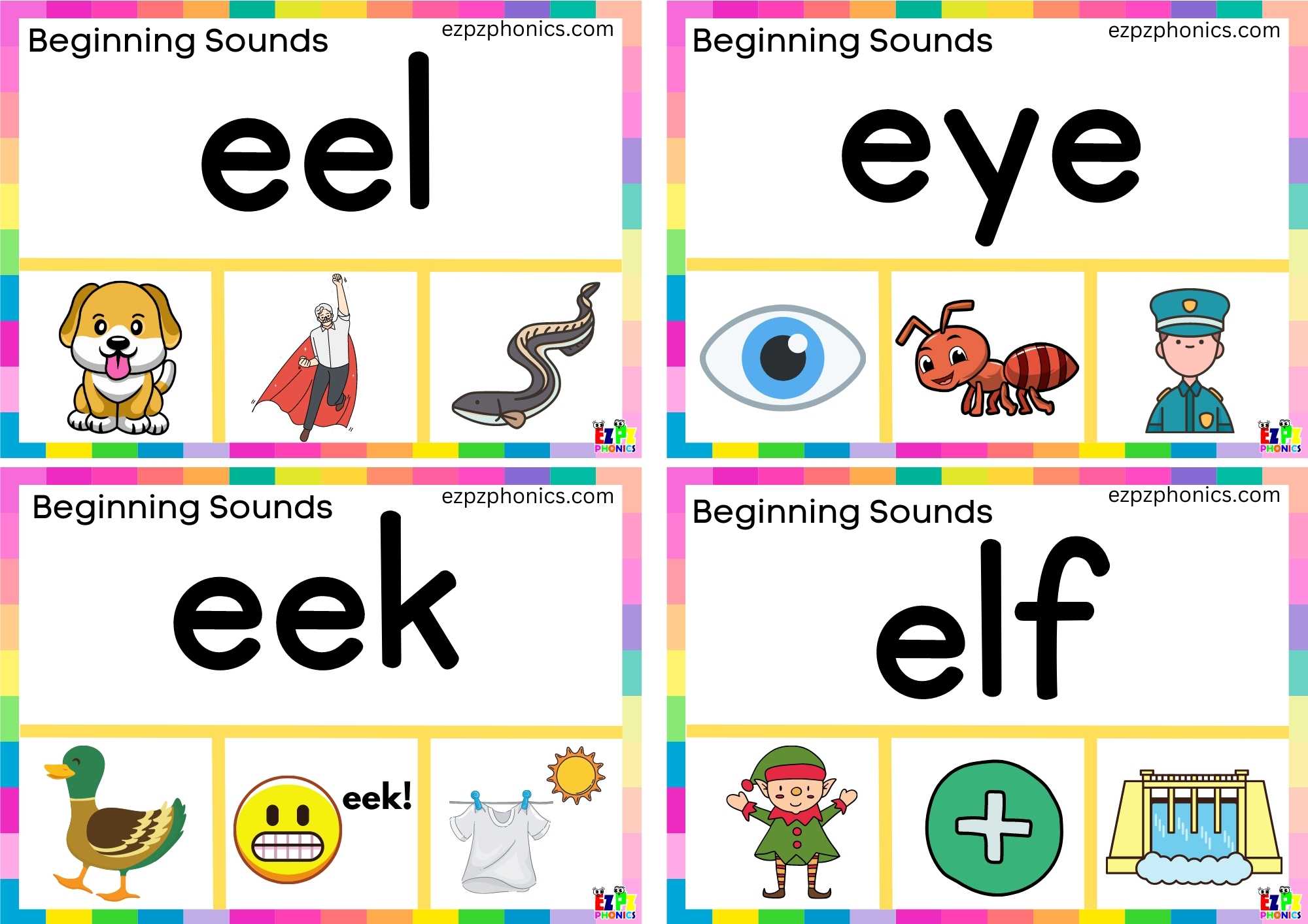 Read The Word And Clip The Correct Image Clip Card Letter E 2 - ezpzphonics.com